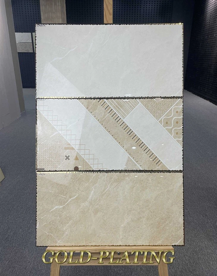 Flower Design Glossy Gold Porcelain Tiles II