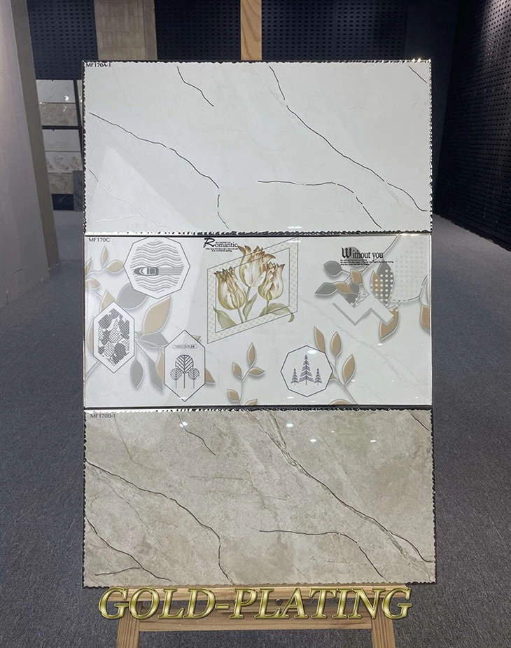 Blomma design glansiga guldporslinplattor ii