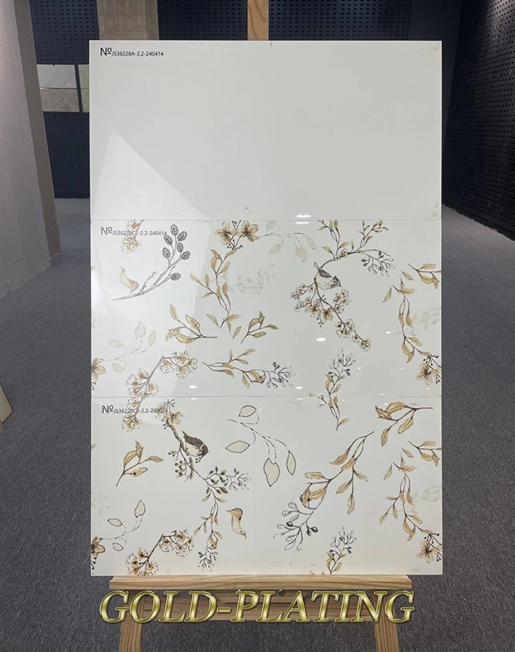 Flower Design Glossy Gold Porcelain Tiles II